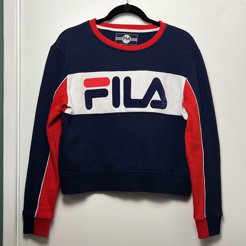 Vintage FILA Red White & Blue Cropped Sweatshirt